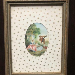 Vintage Jewelry Box w/ Beautiful Photo Under Glass & Whimsical Star Background